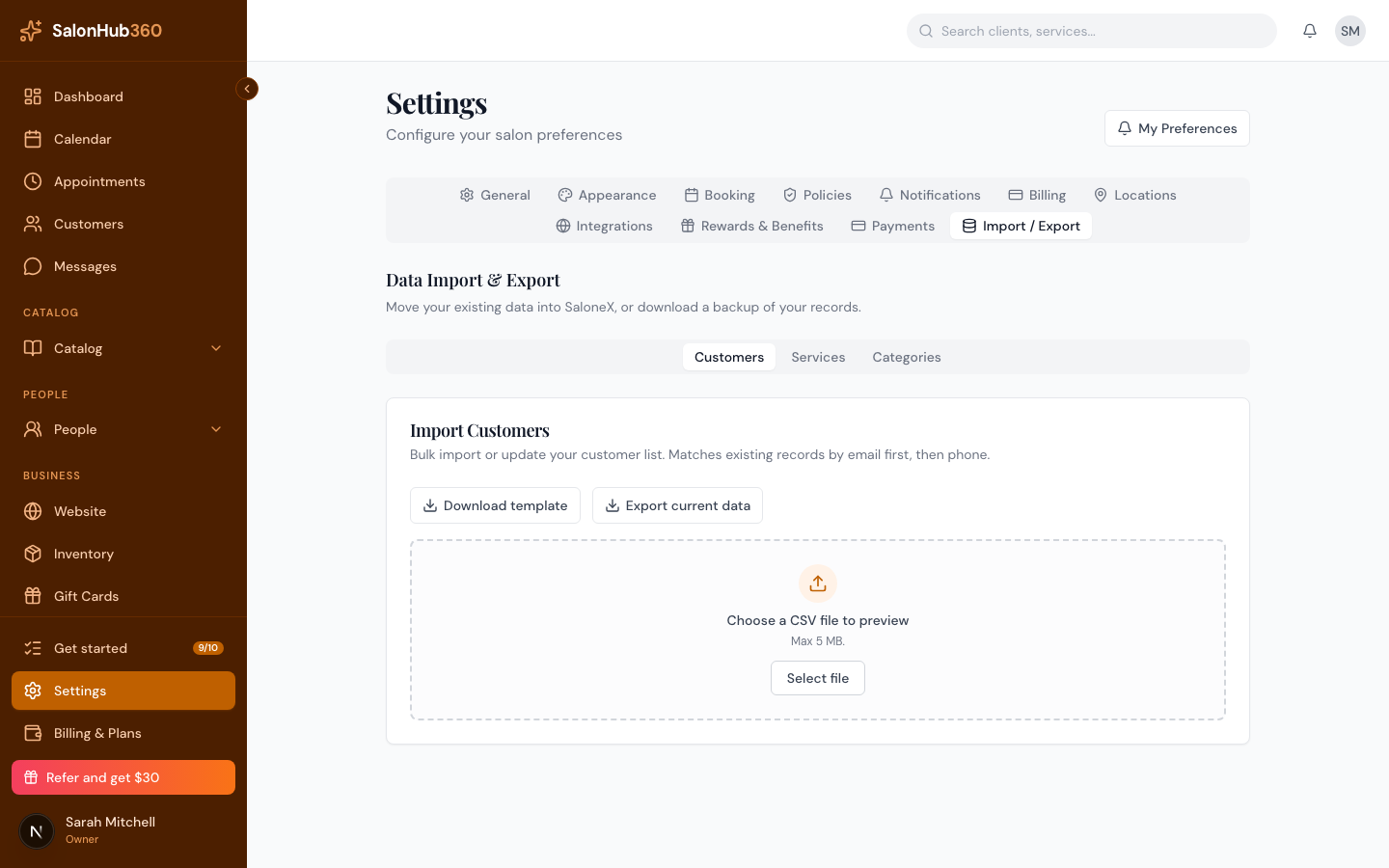 The import-complete panel summarizing created, updated, skipped, and failed rows