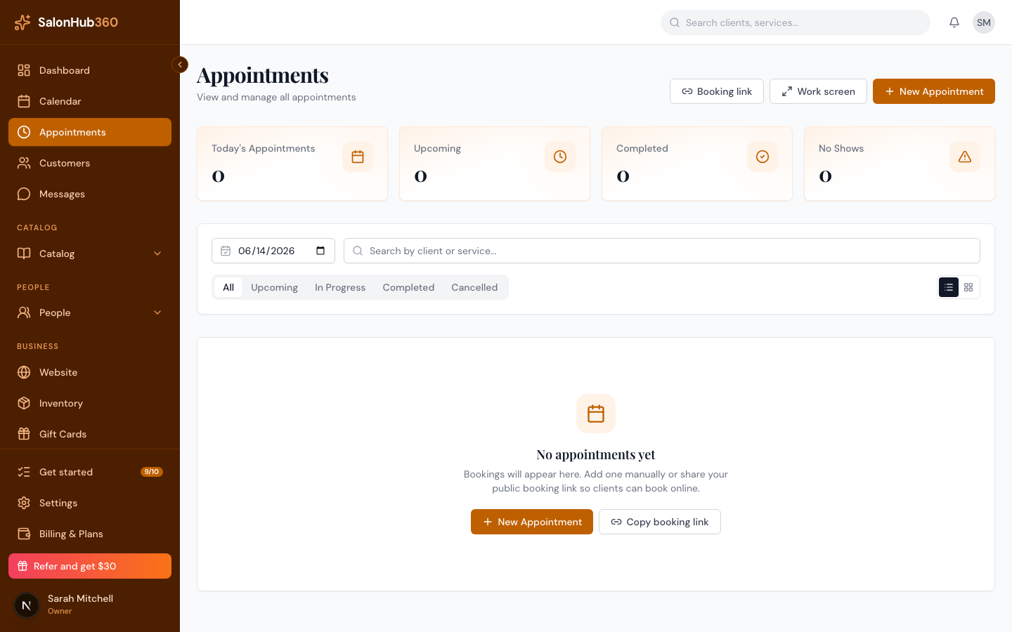 The appointment detail panel with the Record Payment button
