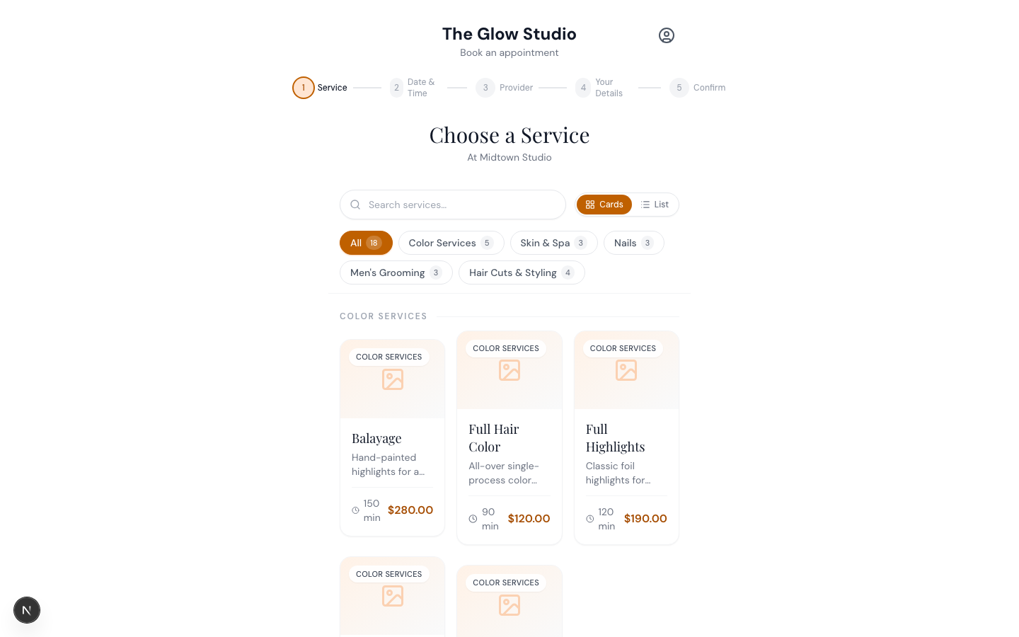The Your Details step with name, email, phone, and notes fields