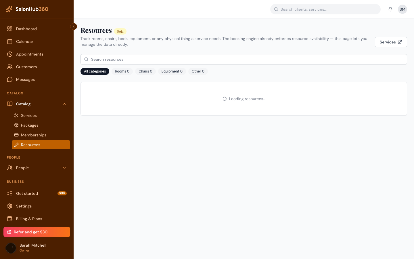 The new resource form with name, category, and capacity fields