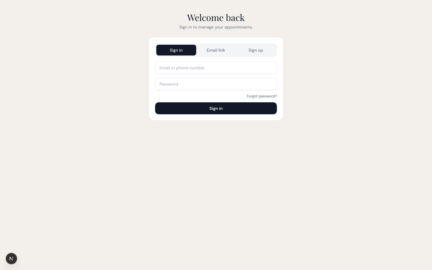 The account creation form with name, email, password and phone fields